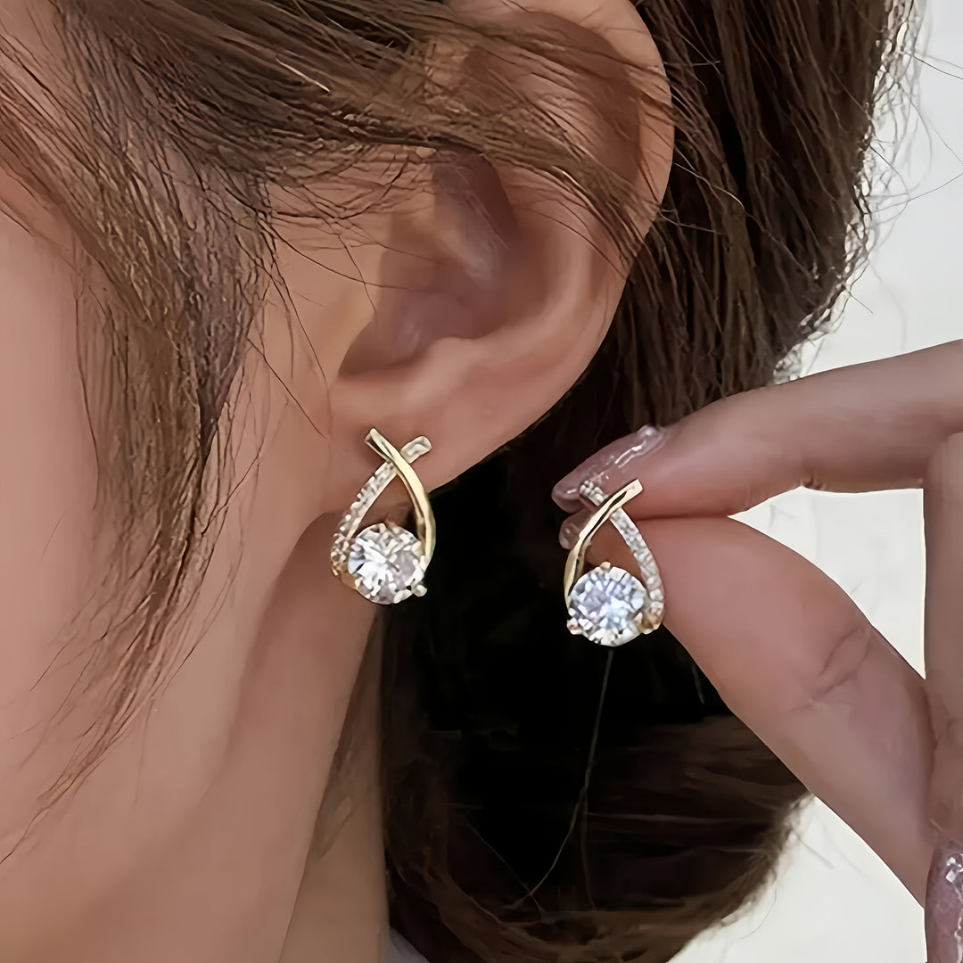 Gyldne Kryds Zirconia Øreringe