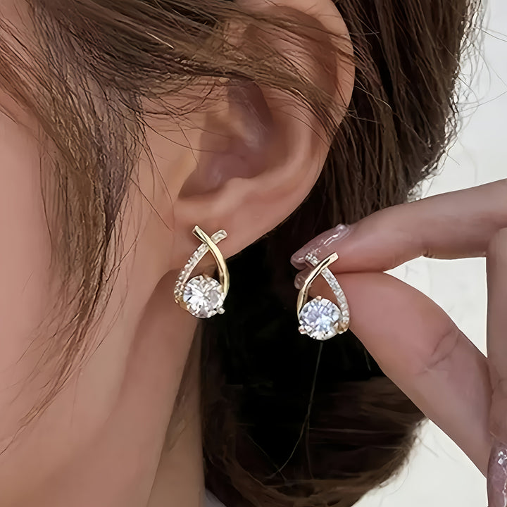 Gyldne Kryds Zirconia Øreringe