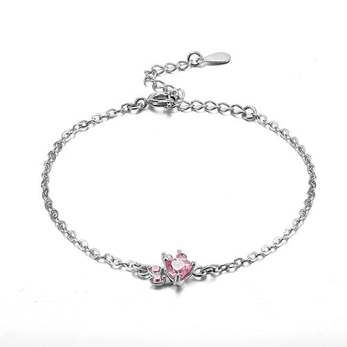 Rosegull Pote Smykkesæt – 4 Dele med Zirconia Hjerte (Ring, Halskæde,Øreringe, Armbånd)