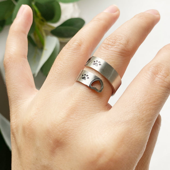 Justerbar Pote- og Hjerte Twist Ring – Rustfrit Stål