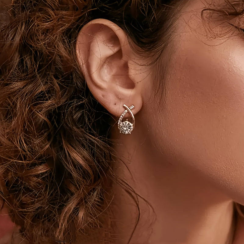 Gyldne Kryds Zirconia Øreringe