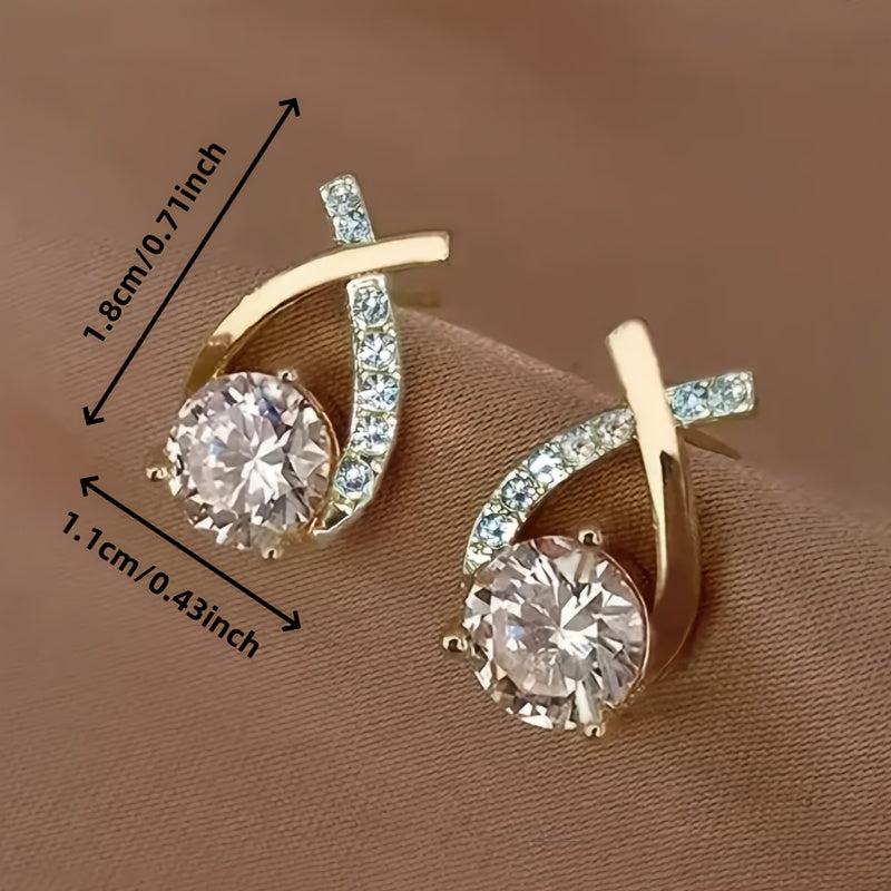 Gyldne Kryds Zirconia Øreringe