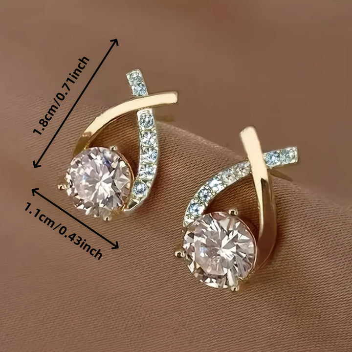 Gyldne Kryds Zirconia Øreringe