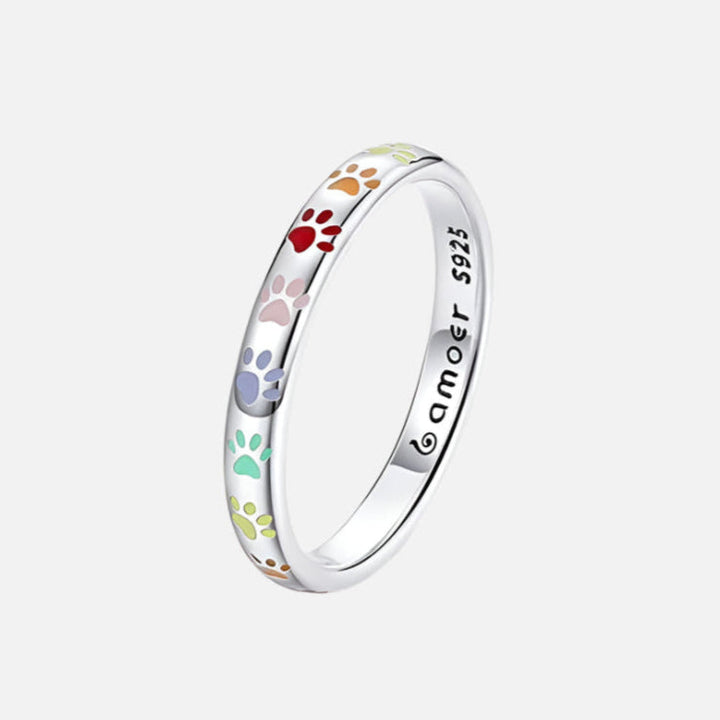 Sterling Sølv Ring med Pote Design