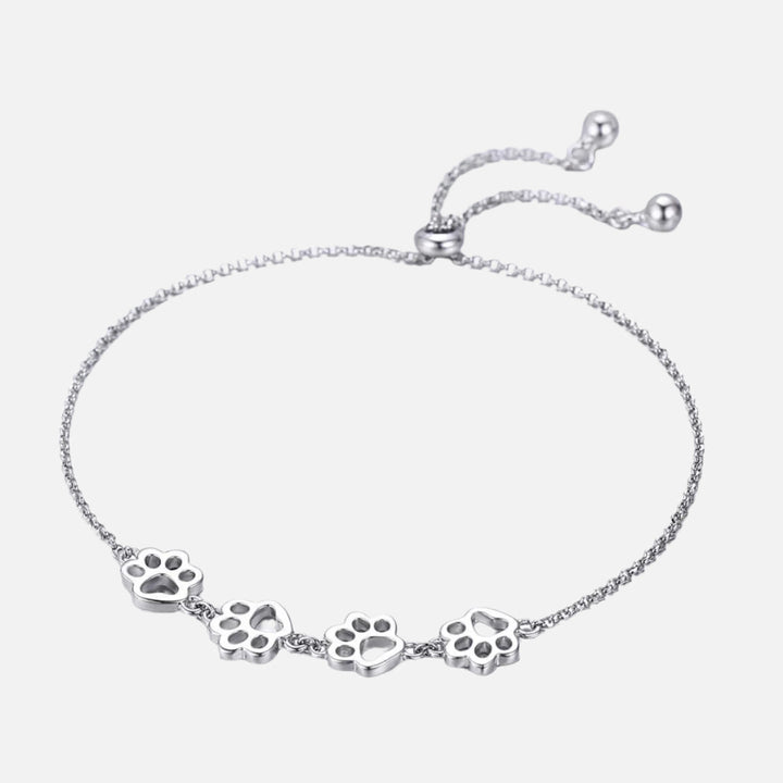 Sterling Sølv Poteaftryk Armbånd – Justerbart Fit