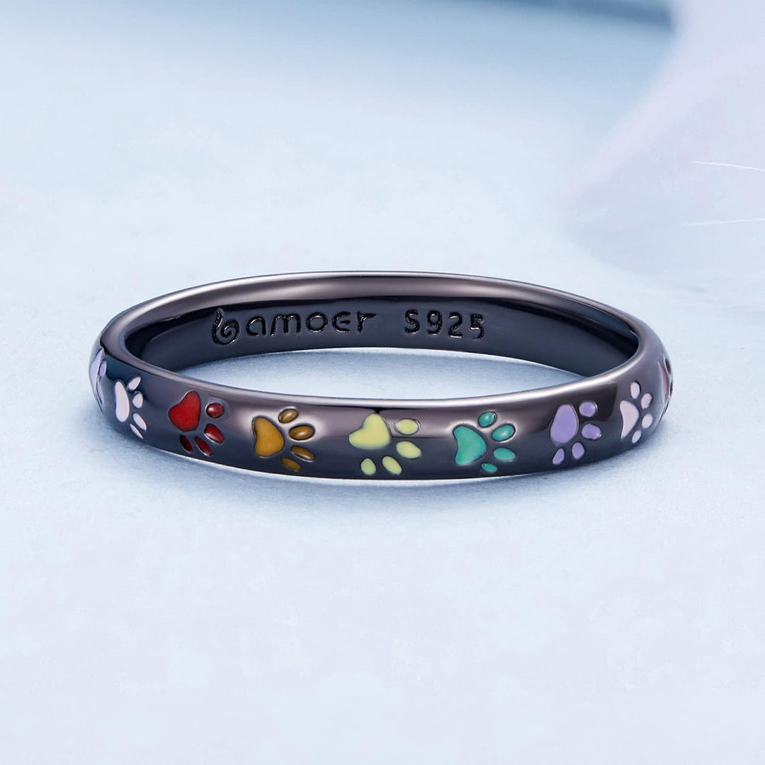 Sterling Sølv Ring med Pote Design