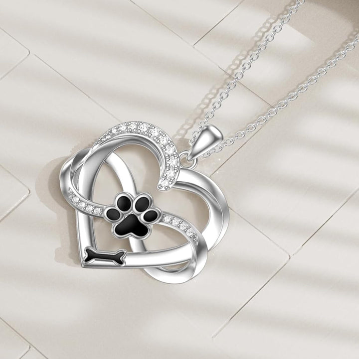 Infinity Hjerte & Pote Halskæde i 925 Sterling Sølv med Zirconia