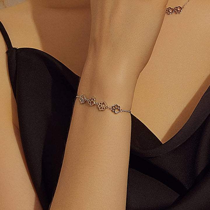 Sterling Sølv Poteaftryk Armbånd – Justerbart Fit