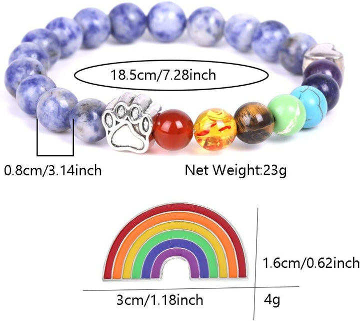 Regnbuebro Broderingsmindebracelet – 7 Chakra Perlekugle Gave til Tab af Haust
