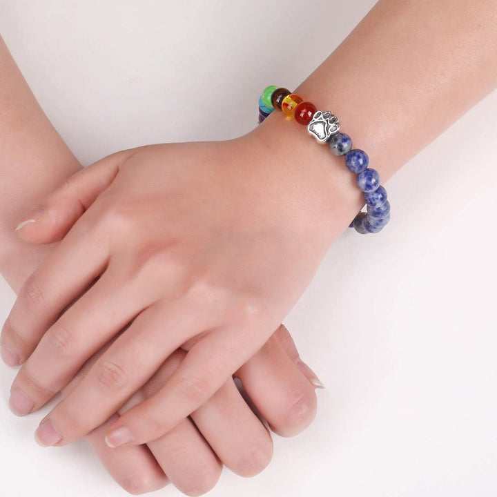 Regnbuebro Broderingsmindebracelet – 7 Chakra Perlekugle Gave til Tab af Haust