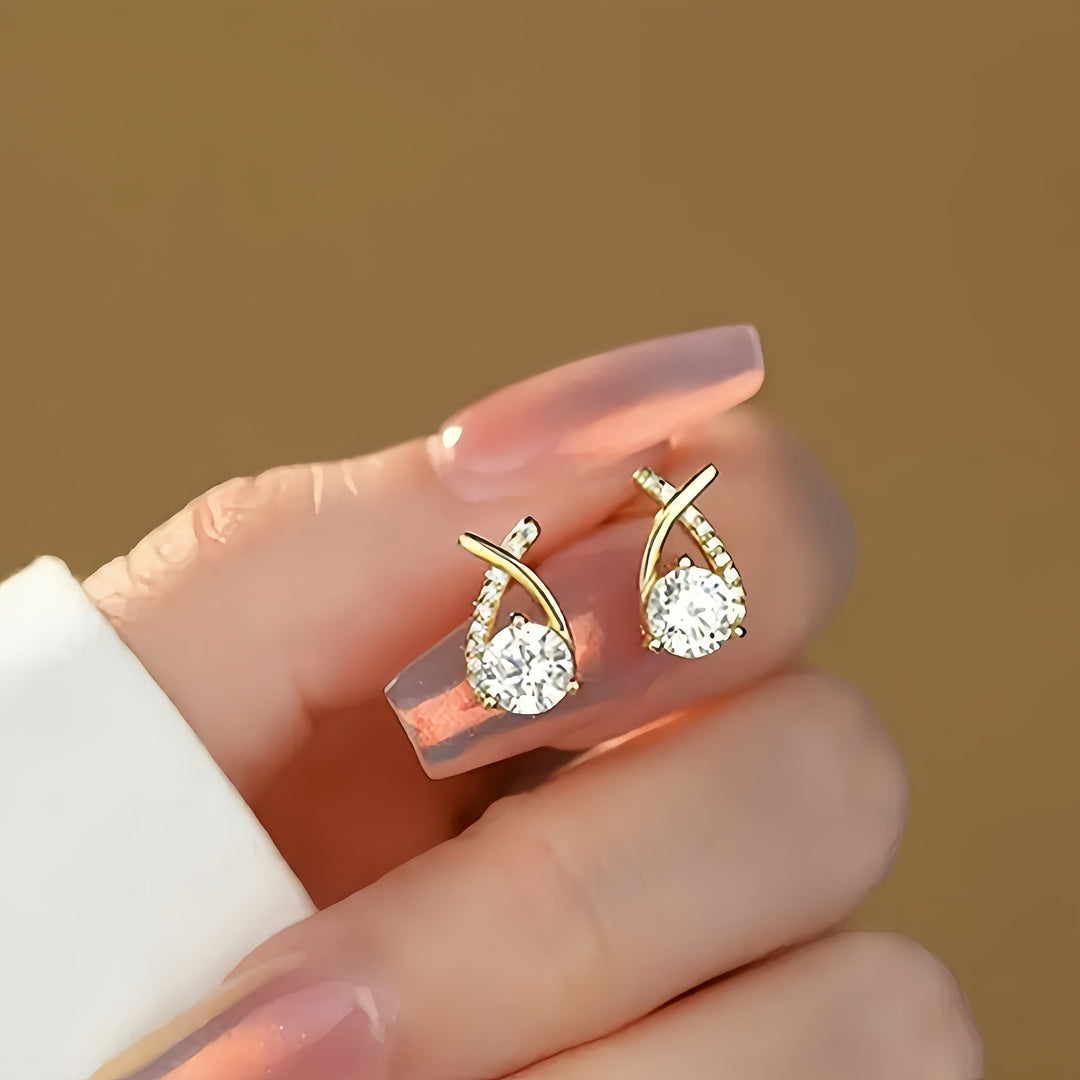 Gyldne Kryds Zirconia Øreringe