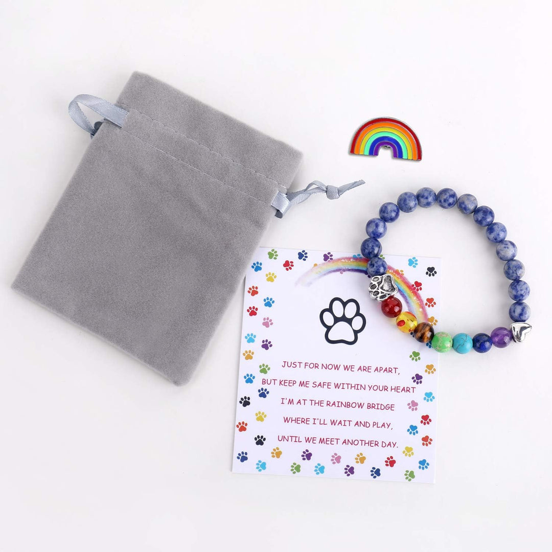 Regnbuebro Broderingsmindebracelet – 7 Chakra Perlekugle Gave til Tab af Haust
