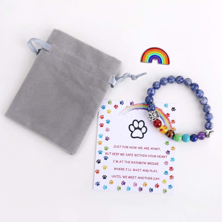 Regnbuebro Broderingsmindebracelet – 7 Chakra Perlekugle Gave til Tab af Haust