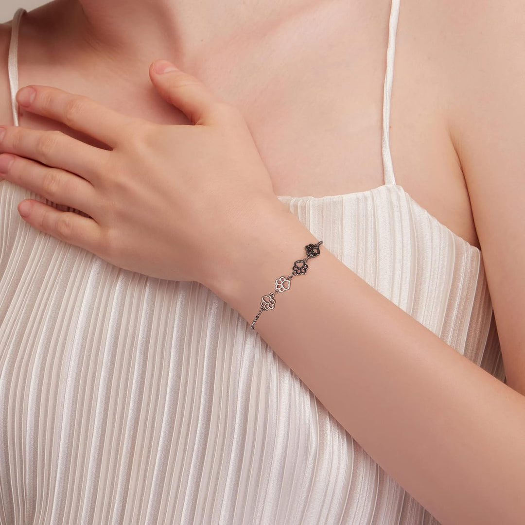 Sterling Sølv Poteaftryk Armbånd – Justerbart Fit