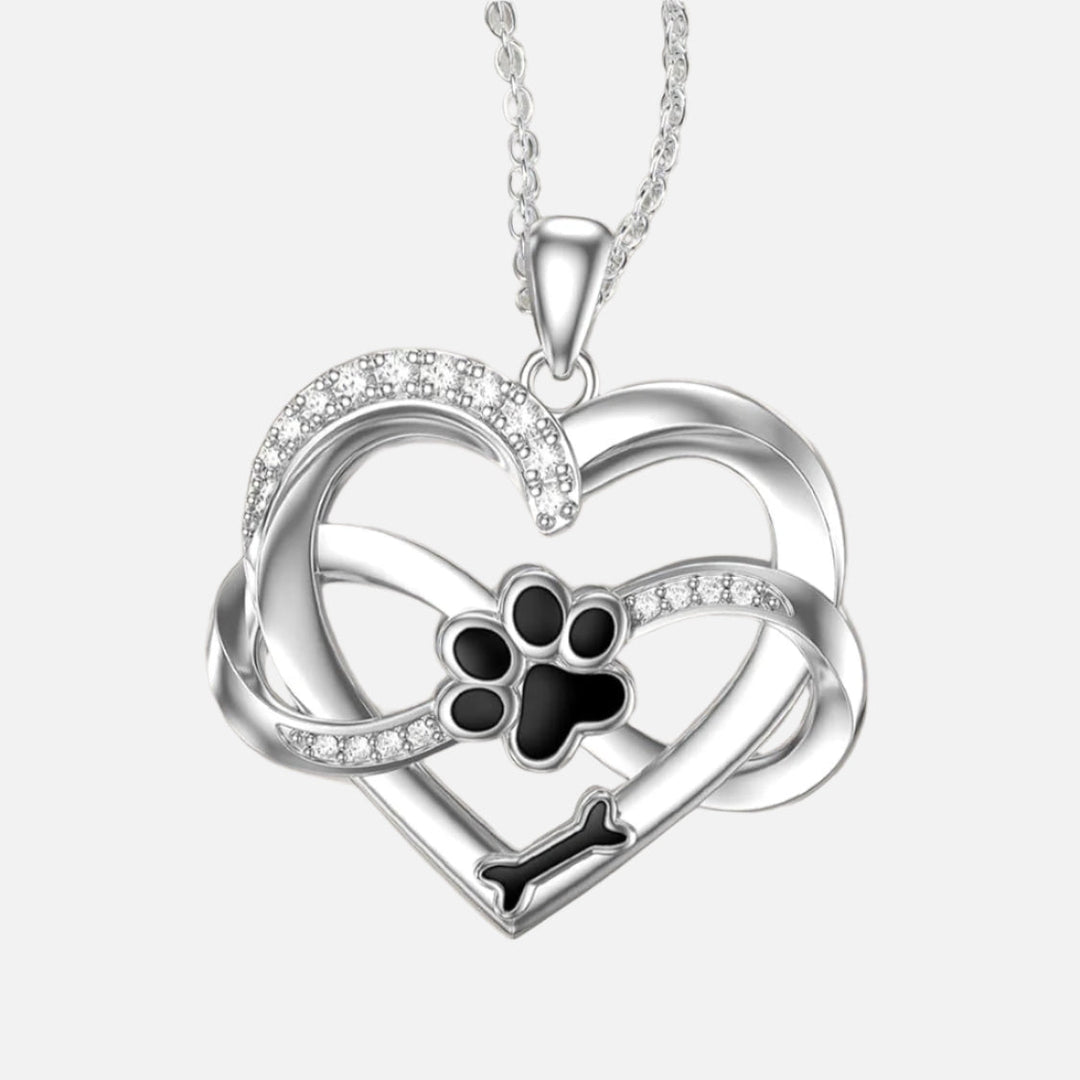 Infinity Hjerte & Pote Halskæde i 925 Sterling Sølv med Zirconia
