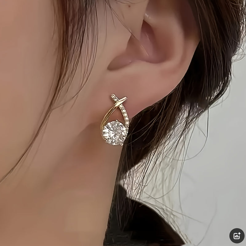Gyldne Kryds Zirconia Øreringe