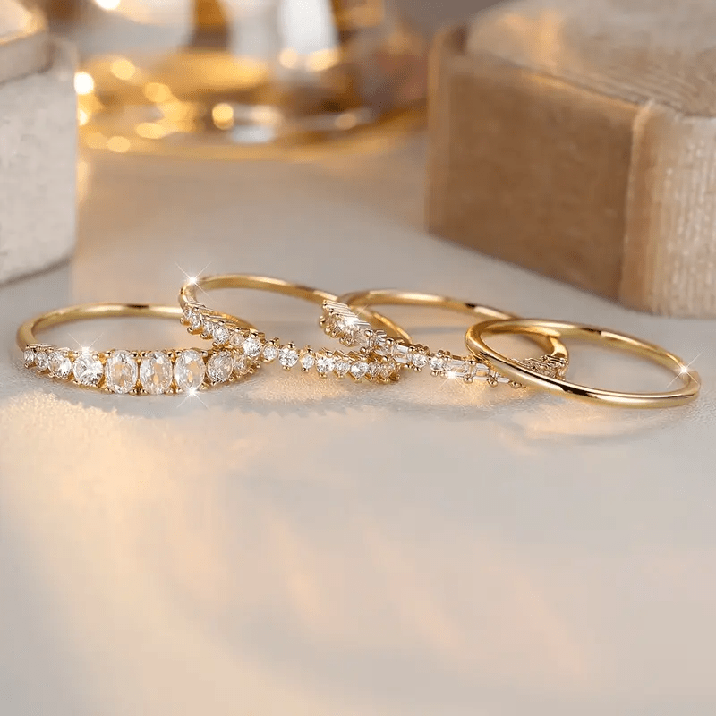 14k Gyldne Zirconia Stablekravringer