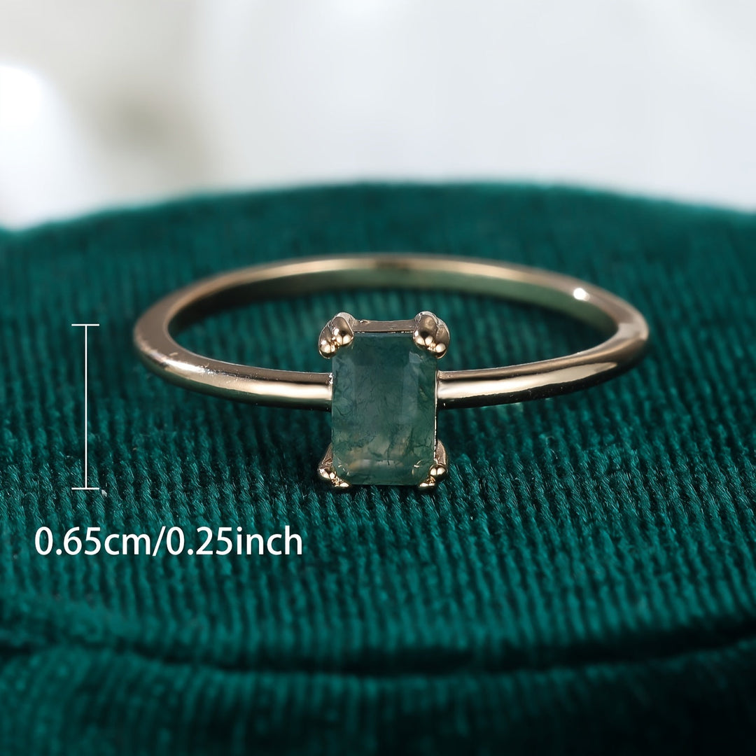 Naturlig Mos Akvamarin Ring