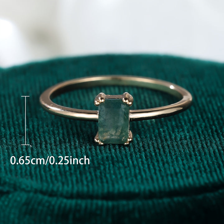 Naturlig Mos Akvamarin Ring