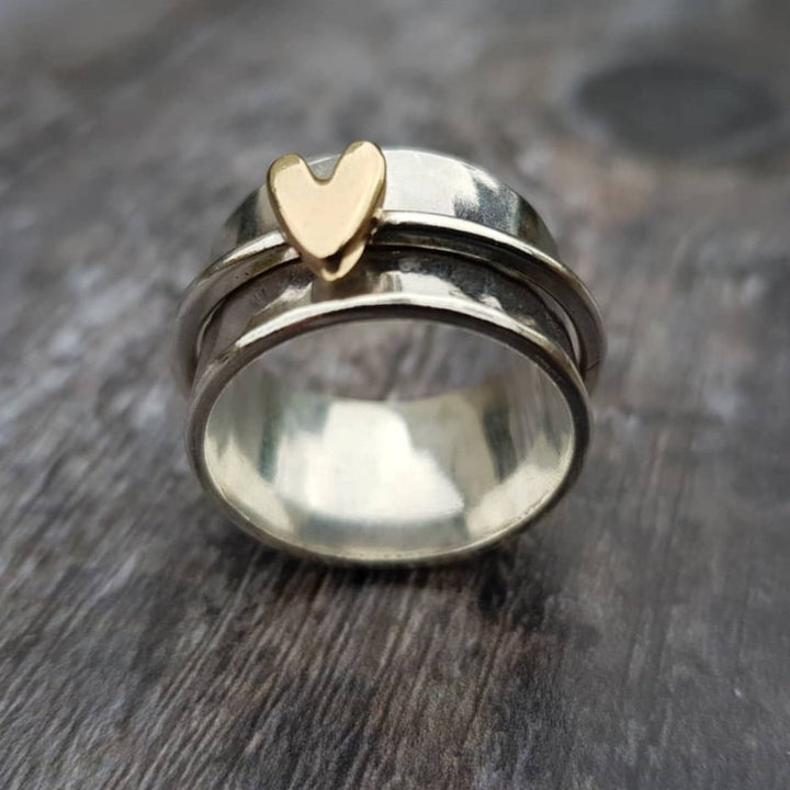 Gyldent Hjerte Sølv Ring