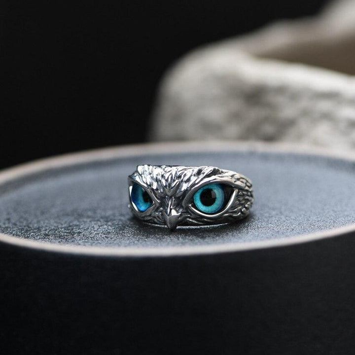 Ugle af held og lykke Justerbar ring i sølv og opal