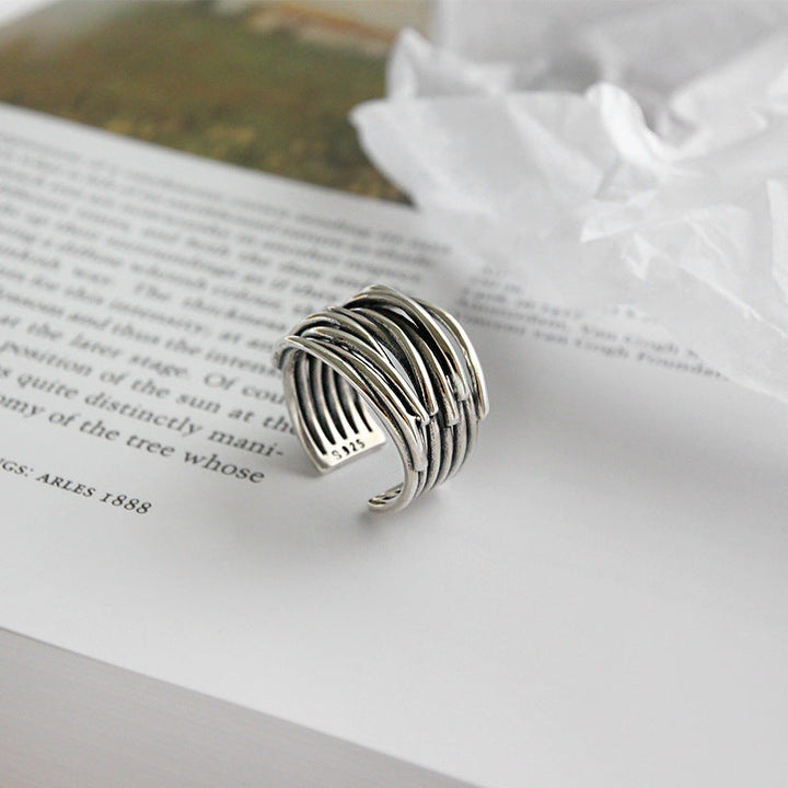 925 Sterling Sølv Justerbar lagdelt ring