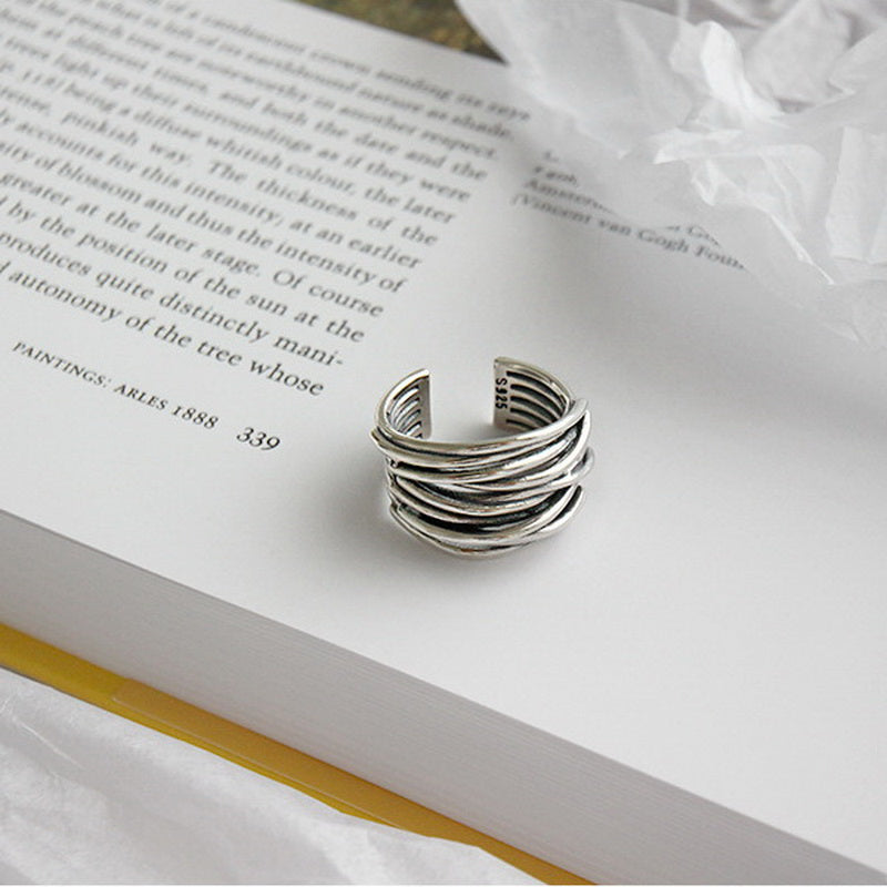 925 Sterling Sølv Justerbar lagdelt ring