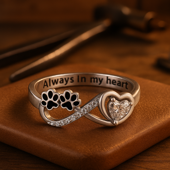 Zirkonia Pote Ring med Hjerte- og Uendelighedsdesign