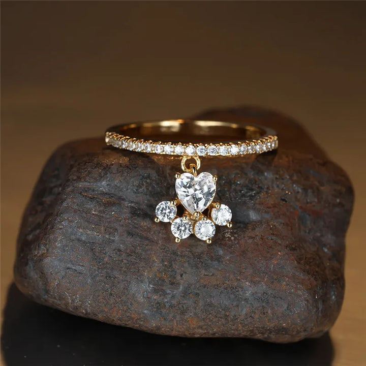 Vintage Kat Pote & Hjerte Stenringe – Guld- & Søltone