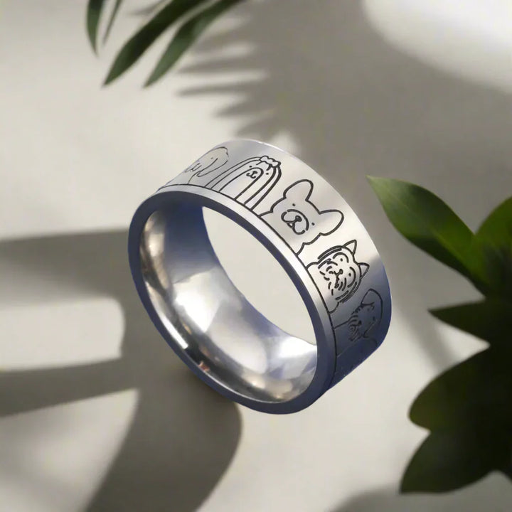 Bred rustfri stål hundering – Graveret design til kvinder
