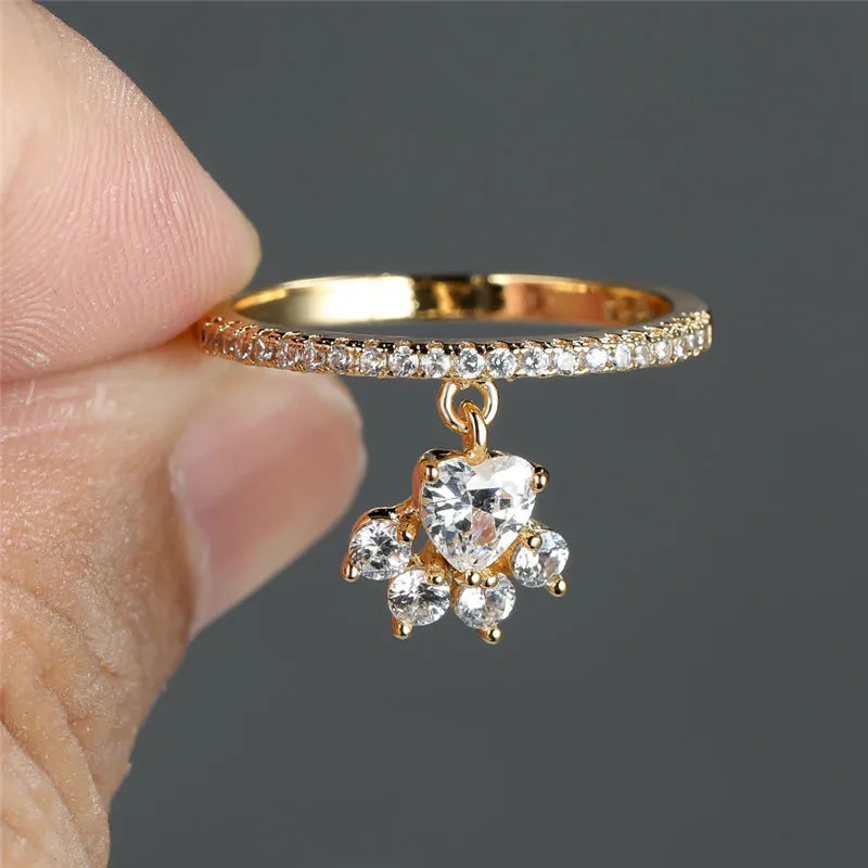 Vintage Kat Pote & Hjerte Stenringe – Guld- & Søltone