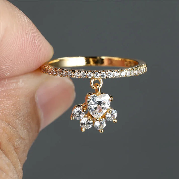 Vintage Kat Pote & Hjerte Stenringe – Guld- & Søltone
