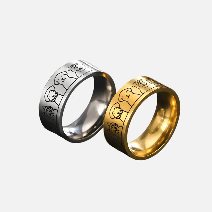 Bred rustfri stål hundering – Graveret design til kvinder