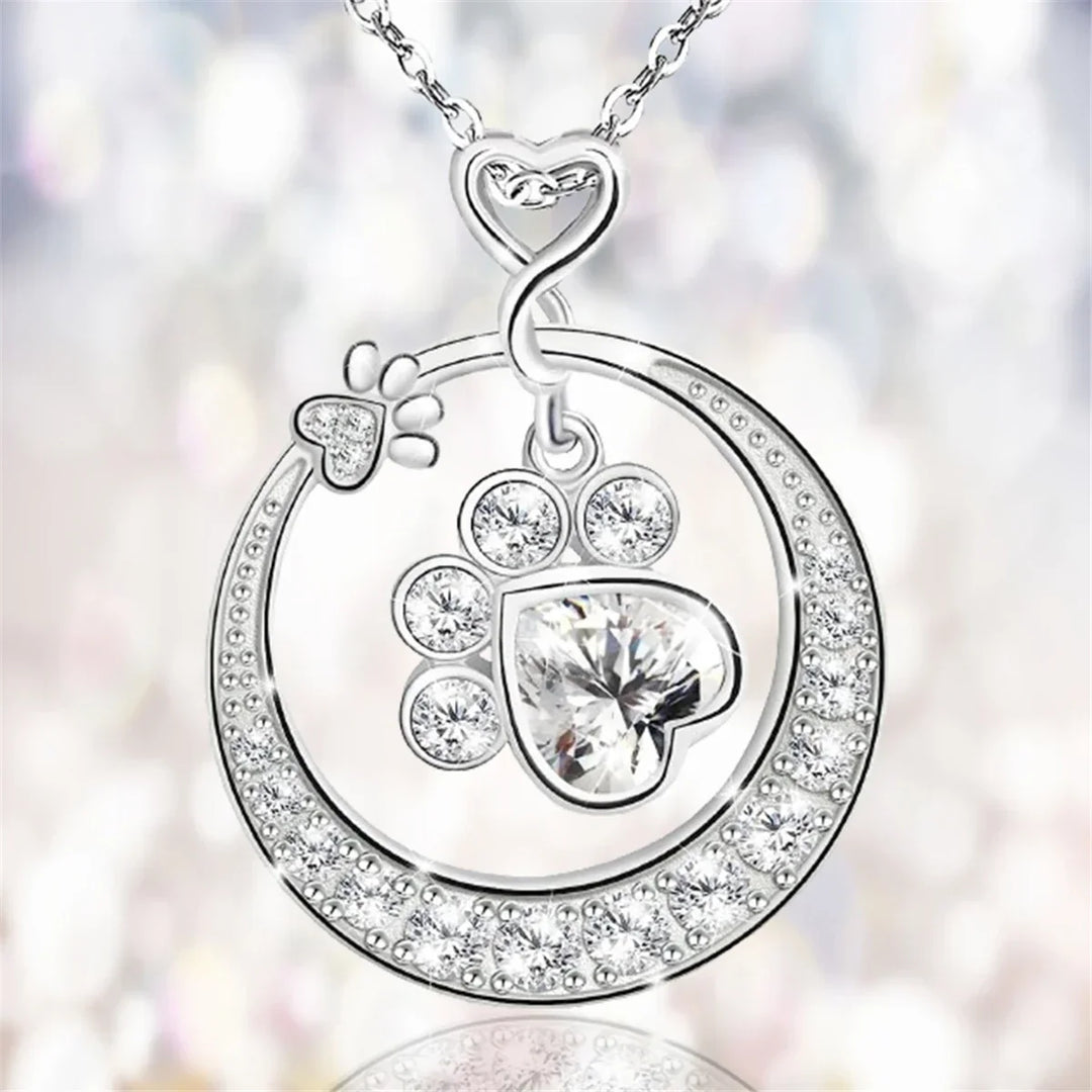 Sødt poteaftryk-halskæde i 925 sterling sølv med cubic zirconia