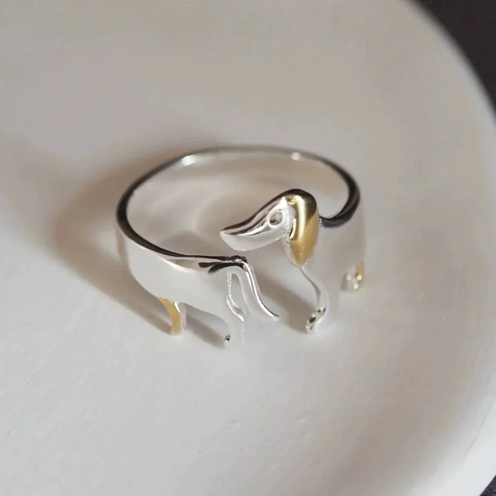 925 Sterling Sølv Dværghund Ringe – Justerbar Pasform