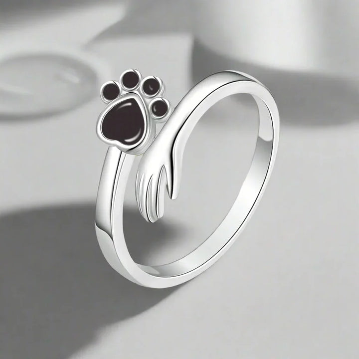 925 Sterling Sølvlring Justerbar – Hånd- og Poteaftryk Design