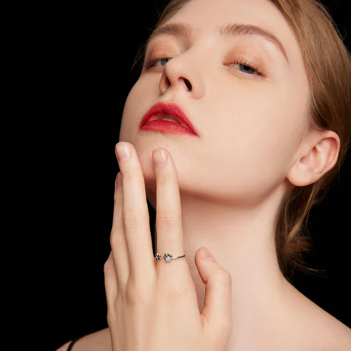 925 Sterling Sølv Pote Ring – Justerbar med Zirconia og Emalje