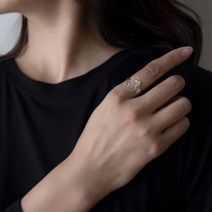 925 Sterling Sølv Dværghund Ringe – Justerbar Pasform