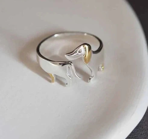 925 Sterling Sølv Dværghund Ringe – Justerbar Pasform