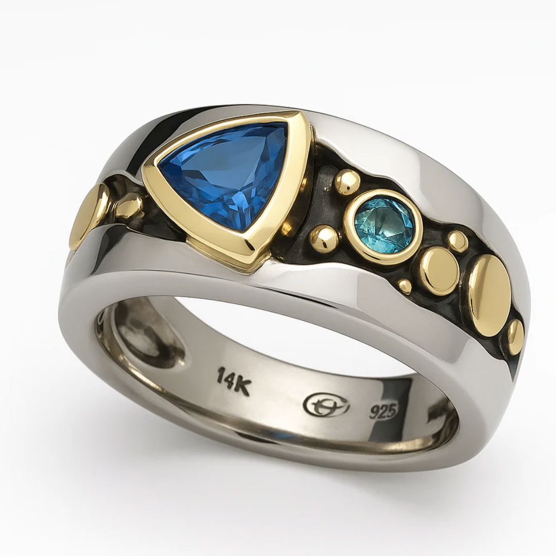 Vintage Blå Zirkonia Boho Ringe