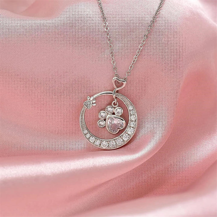 Sødt poteaftryk-halskæde i 925 sterling sølv med cubic zirconia