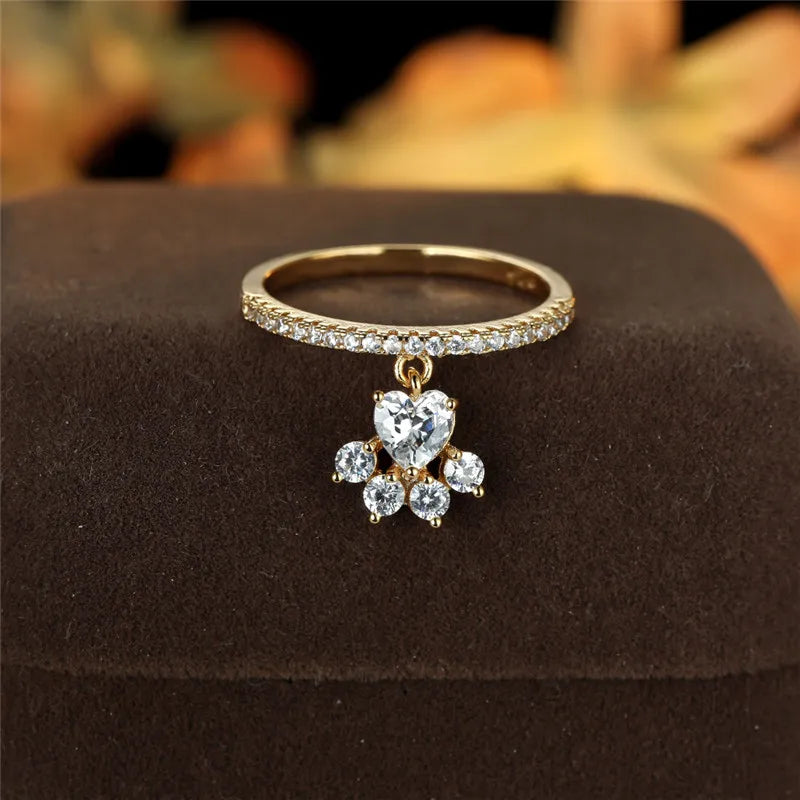 Vintage Kat Pote & Hjerte Stenringe – Guld- & Søltone