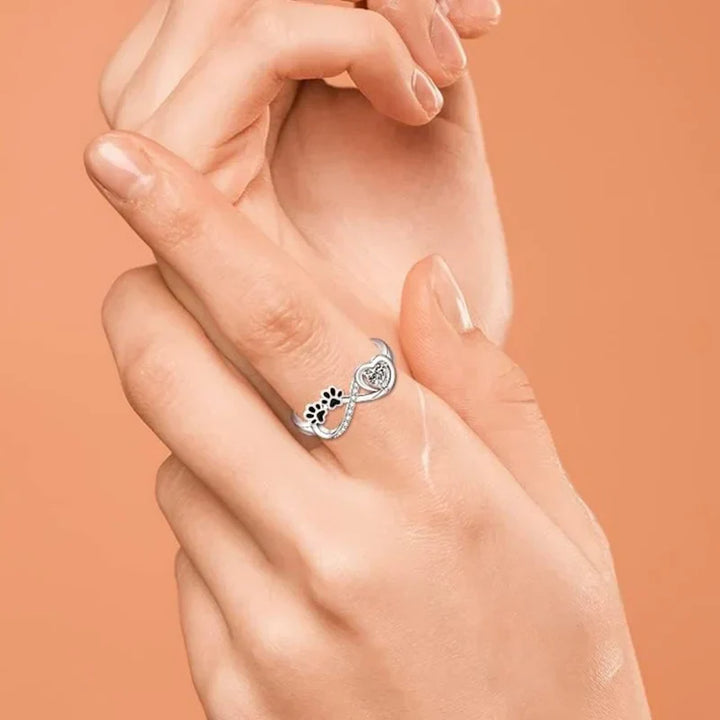 Zirkonia Pote Ring med Hjerte- og Uendelighedsdesign