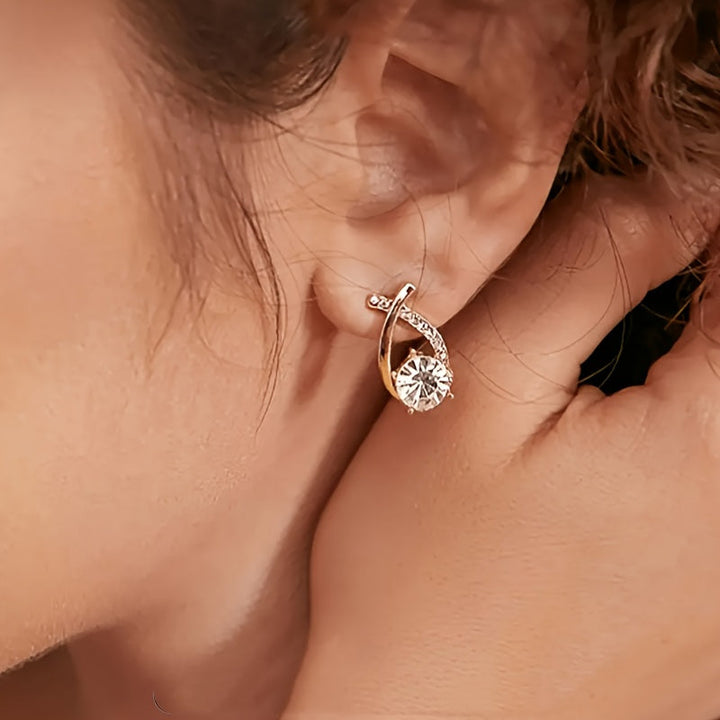 Gyldne Kryds Zirconia Øreringe