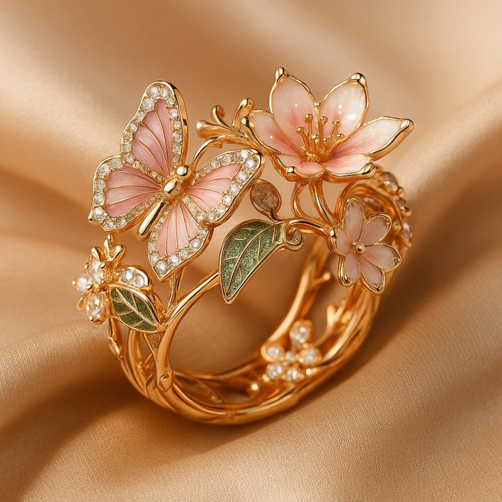 Nature Brillant sommerfugl zirkonia ring