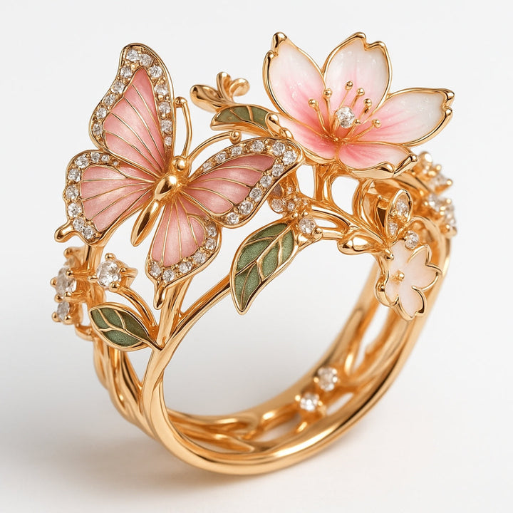 Nature Brillant sommerfugl zirkonia ring