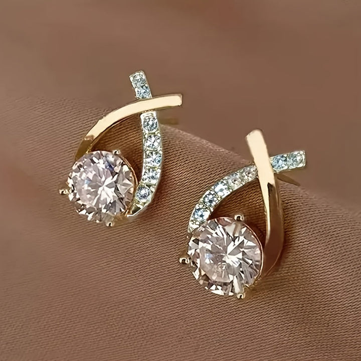 Gyldne Kryds Zirconia Øreringe