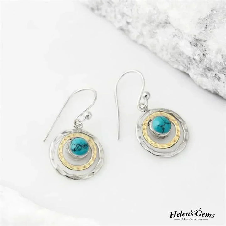 Boho Saturn Øreringe: Turkis & Guld