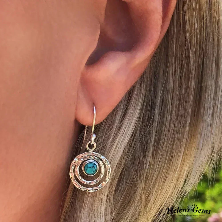 Boho Saturn Øreringe: Turkis & Guld