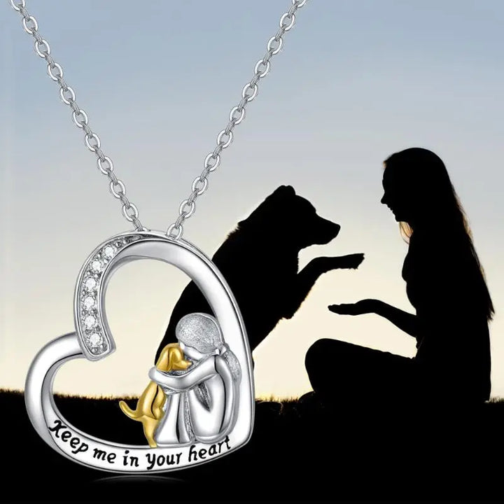 925 Sterling Sølv Halskæde – Hjerte og Hund Design med Zirconia